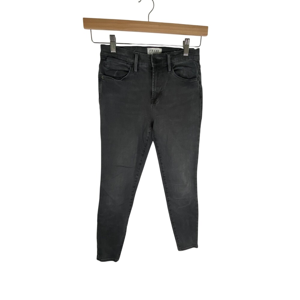 FRAME Le High Skinny Jeans Womens 26 Gray Wash High Rise Stretch Denim Burton